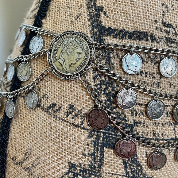Vintage Women’s Coin Chain Belt Silver Tone Gypsy Boho Bohemian Belly Dancer main image 6